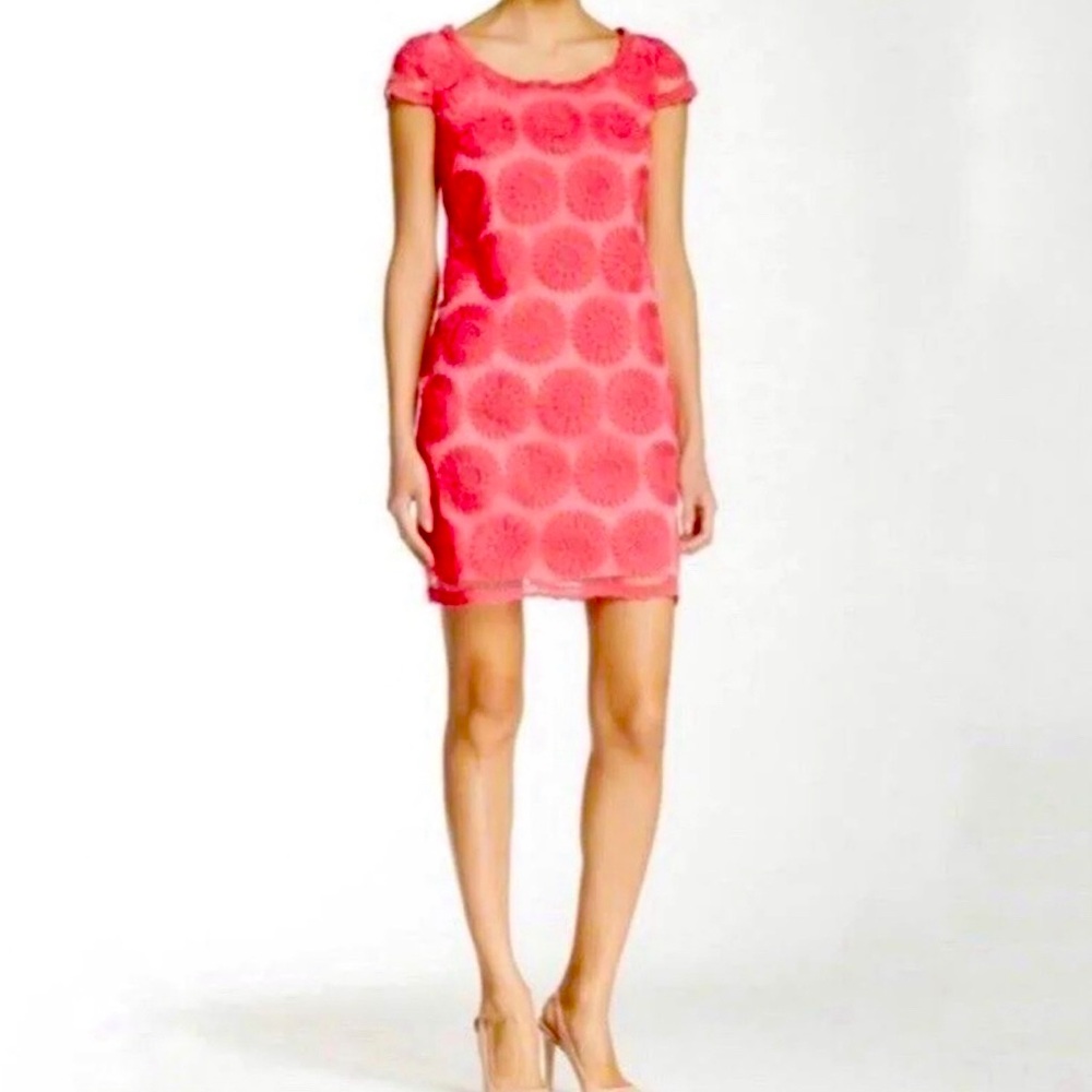 Betsey Johnson | Coral | Embroidered Floral Daisy Shift Mini Dress | Size 10